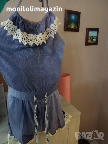 Нов гащеризон с дантела и връзка покрай врата