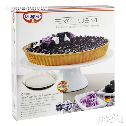 Форма за тарт и киш (28 см) с емайлирано дъно и незалепващо покритие, снимка 4 - Съдове за готвене - 53501388