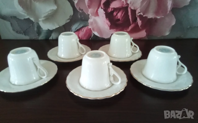 Комплект 5 бр чаши за кафе костен порцелан, снимка 4 - Антикварни и старинни предмети - 51326802