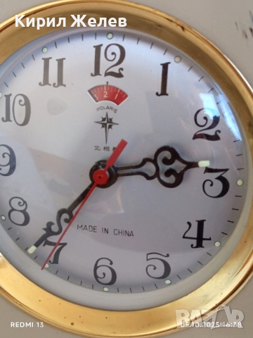 Стар механичен будилник POLARIS CHINA много красив перфектно състояние за КОЛЕКЦИЯ 49186, снимка 3 - Антикварни и старинни предмети - 51952721