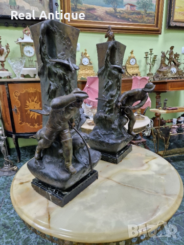 Чифт превъзходни големи антикварни френски фигурални декораций , снимка 4 - Антикварни и старинни предмети - 44836909