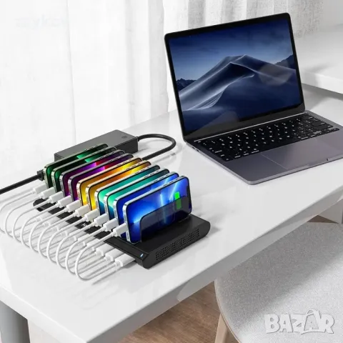 Alxum USB зарядна станция, 120 W 10 портова станция за бързо зареждане, снимка 4 - Друга електроника - 48254245