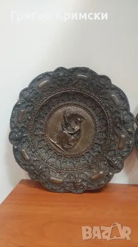 Стари Гръцки медни чинии за стена-2бр, цена 200лв, снимка 6 - Други ценни предмети - 48804629