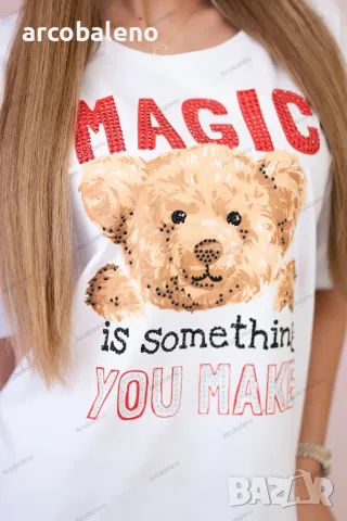 Дамска тениска с щампа Magic, 11цвята, снимка 5 - Тениски - 49422763