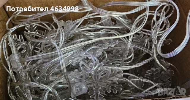 Многоцветни коледни LED лампички със снежинки с щепсел - Многоцветни, дължина - 5м ,28бр лампички., снимка 8 - Лед осветление - 52209623