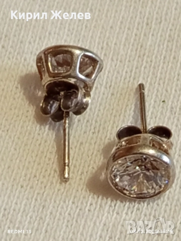 Нежни сребърни обеци с инкрустирани кристали СВАРОВСКИ много красиви 16662, снимка 6 - Обеци - 52691553