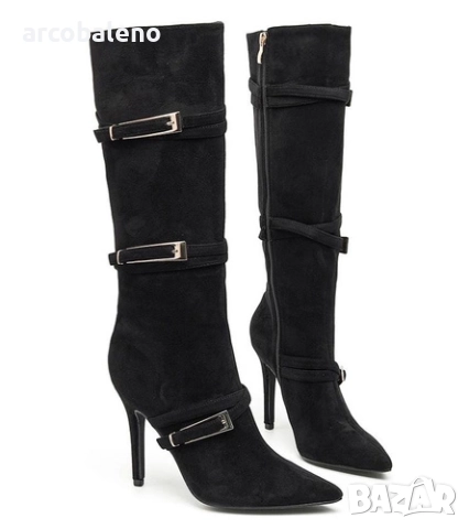 Дамски ботуши на висок ток с декоративни катарами Sadie, 3цвята , снимка 3 - Дамски ботуши - 52676739