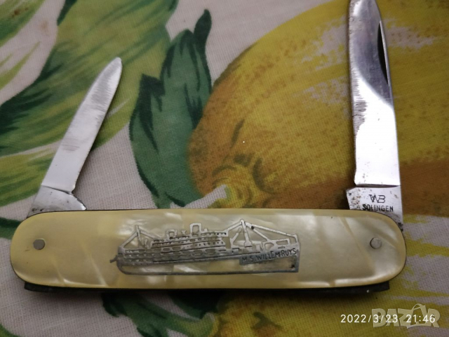 Старинно ножче Холандия на кораба  ms Willem Ruys solingen и документ минаване екватора, снимка 5 - Антикварни и старинни предмети - 36211890