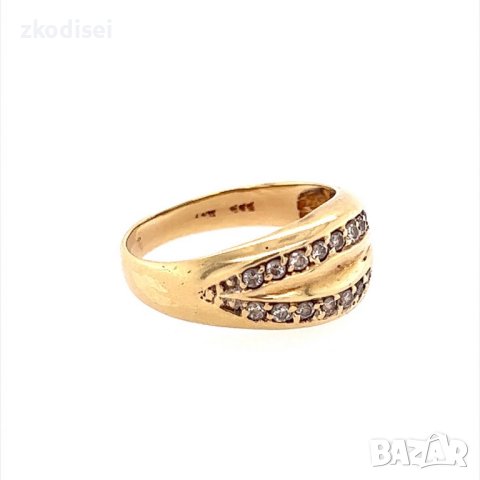 Златен дамски пръстен 4,10гр. размер:54 14кр. проба:585 модел:17266-1, снимка 3 - Пръстени - 41024111