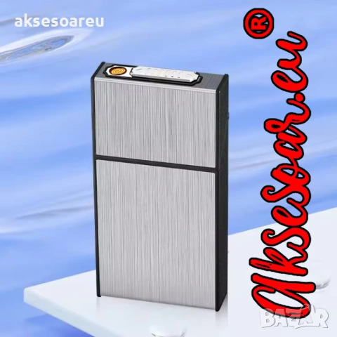 Табакера кутия за 20 цигари с водоустойчива и влагоустойчива електронна запалка с волфрамова тел, снимка 4 - Табакери - 53123197