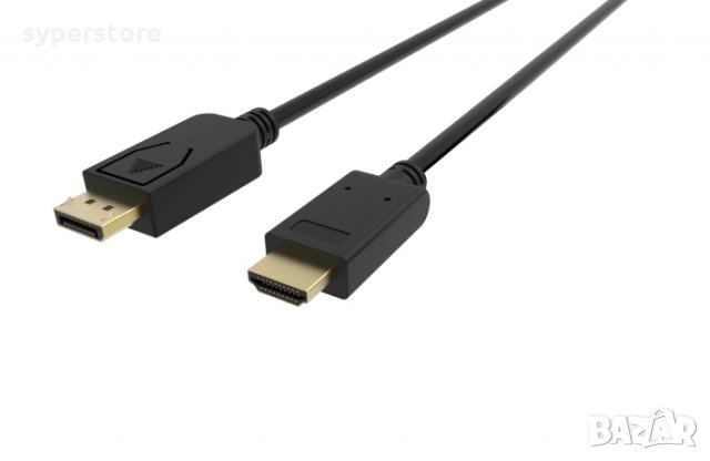 Кабел DP - HDMI 1.8м ver: 4K 60Hz Черен VCom SS001189 Cable DP M - HDMI M, снимка 3 - Кабели и адаптери - 33988132