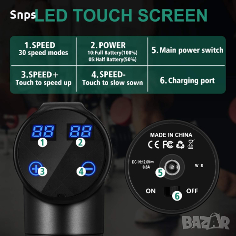 Масажен пистолет за Мускули Гръб Врат Глава Рамо Тяло, масажор за спортисти, снимка 2 - Масажори - 44821959