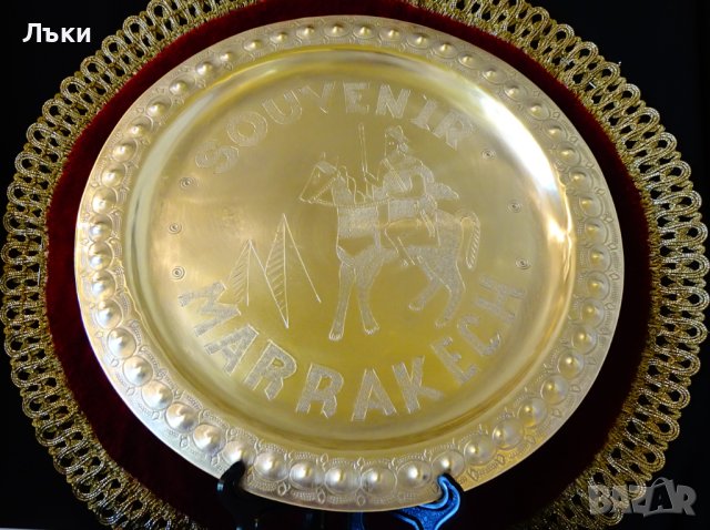 Бронзов поднос от Marrakech с конник. , снимка 3 - Антикварни и старинни предмети - 44240414