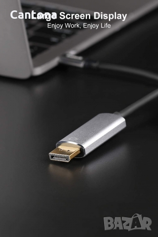 Inateck USB C to DisplayPort Cable 4K 60Hz, позлатени конектори, 2 метра, снимка 6 - Кабели и адаптери - 36040029
