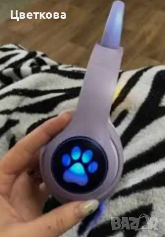 Котешки детски слушалки, Безжични, LED цветни светлини , снимка 4 - Безжични слушалки - 50013915
