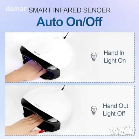 UV/LED лампа L'UGX 56 W за гел лак с 4 таймера, снимка 7 - Преси за коса - 55963081