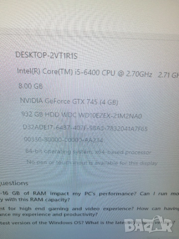 Kомпютър Acer Aspire TC-710 Intel®Core™i5-6400 8 GB DDR3L-SDRAM 1 TB HDD NVIDIA® GeForce® GT745 4GB, снимка 8 - Работни компютри - 52398767