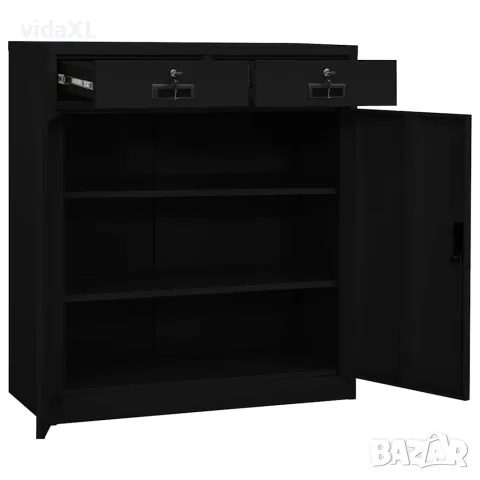 vidaXL Офис шкаф, черен, 90x40x102 см, стомана, снимка 5 - Шкафове - 56147060