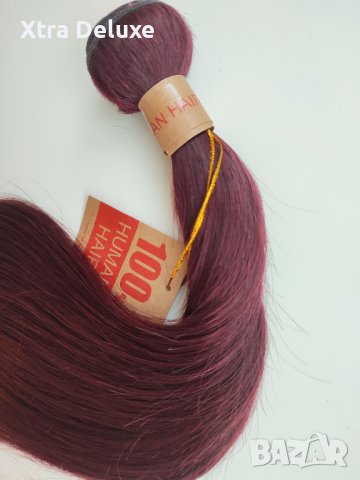 РАЗПРОДАЖБА! Висококачествен екстеншън, 100% естествена коса за удължаване, Винено бордо, снимка 1 - Аксесоари за коса - 40467217