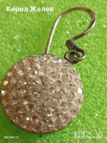 Изискана сребърна обица с бял емайл и кристали 43623, снимка 8 - Обеци - 52606385