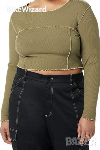 The Drop Everleigh с дълъг ръкав с изрязан топ с открити шевове Blusen XXL Размер НОВА, снимка 2 - Блузи с дълъг ръкав и пуловери - 39509904