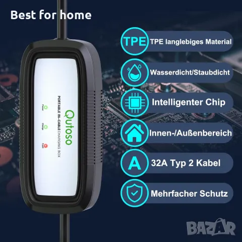 Qutoso EV станция за зареждане на електромобили , 32A тип 2, 7KW