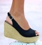 Сандали на платформа - черен велур - S535, снимка 2