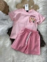 Сладък розов комплект за момиче – тениска с мече и къси панталонки, снимка 2