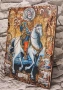 Икона Свети Мина на кон със светци 25/18 см - УНИКАТ, декупаж, снимка 4