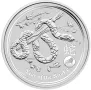 1 унция сребърна монета Австралийскй луннар II змия 2013 - Privy Mark Lion , снимка 1