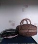Автентична ратанова дамска чанта-кош и плетен панер.