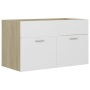 vidaXL Долен шкаф за мивка, бяло и дъб сонома, 80x38,5x46 см, ПДЧ*SKU:804661, снимка 1 - Шкафове - 44566027