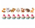 14 къси малки топери горски животни за мъфини кексчета парти декор 