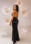 Черна стилна дълга дамска рокля , снимка 3