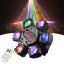 80W RGBW LED Beam Moving Head – 6-раменен въртящ сценичен ефект с DMX512 и дистанционно, снимка 5