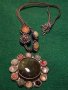 СТАРА САЧАНЕНА СПЛАВ СКЪПОЦЕННА ЕТНОГРАФСКА ОГЪРЛИЦА с НЕФРИТ иАХАТ МАЙСТОРСКА РЪЧНА ИЗРАБОТКА 27929, снимка 6