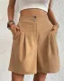 Ежедневни дамски шорти с широки крачоли с висока талия , снимка 3
