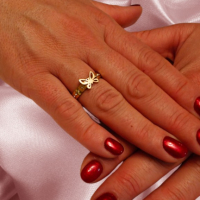Стилен дамски пръстен от неръждаема стомана с пеперуда Anabell, снимка 1 - Пръстени - 44621510