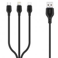 Нов кабел за зареждане 3в1 Type-C, Micro USB, Lightning, XO, снимка 1 - USB кабели - 34513622