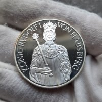 Възпоменателна сребърна монета 100 Schilling Rudolph I, снимка 2 - Нумизматика и бонистика - 42255470