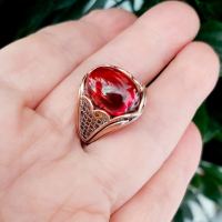 Сребърен 925 пръстен със натурален червен Ахат , снимка 3 - Пръстени - 44746779