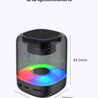 Преносим Bluetooth 5.0 високоговорител,RGB светлини,HD звук, снимка 4 - Bluetooth тонколони - 41772811