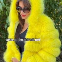 Луксозно дамско палто естествен косъм лисица и естествена кожа код 55, снимка 1 - Палта, манта - 33846479