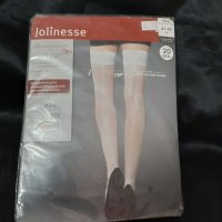 Jolinesse 41-42 20 den Бели чорапи с еластична дантела , снимка 1 - Бельо - 34794182