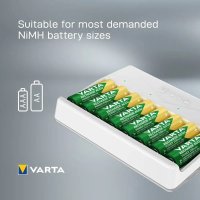 Универсално и бързо зарядно устройство VARTA до 8 батерии АА или ААА, снимка 2 - Друга електроника - 41018506