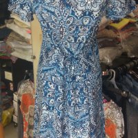 Тъничка и много лека рокля с пейсли принт в сини цветове, снимка 5 - Рокли - 41513309