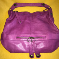Италианска цикламена чанта естествена кожа, снимка 6 - Чанти - 36171772