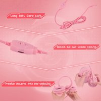 Neefeaer Pink Геймърски слушалки стерео съраунд звук, розови, снимка 3 - Слушалки и портативни колонки - 44391646