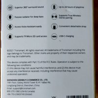 Безжична Bluetooth тонколона "Tronsmart" Element T6 Mini, Водоустойчива, 15W, Черна; С гаранция 2год, снимка 2 - Тонколони - 41341695