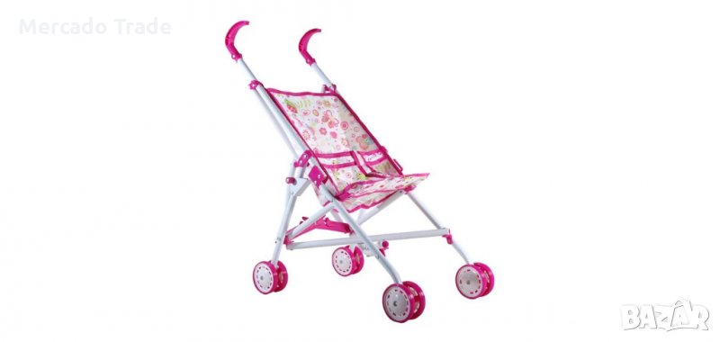Сгъваема количка за кукли, Бяла на цветя, снимка 1